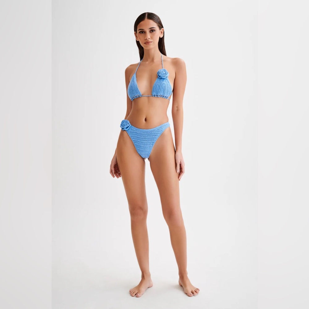 Meshki Blue Crochet Rose Bikini